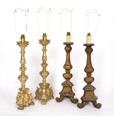 Lot 757 - Two pairs of Italian altar style lamps