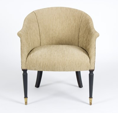 Lot 772 - A tub chair upholstered in Nobilis striped...