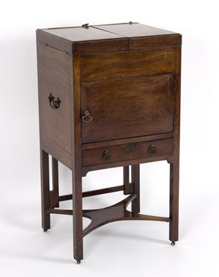 Lot 784 - A George III mahogany washstand, the hinged...