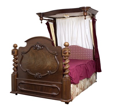 Lot 792 - A Victorian mahogany framed half-tester bed,...