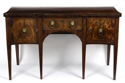 Lot 797 - A George III serpentine sideboard, crossbanded,...