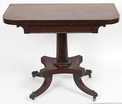 Lot 803 - A Regency mahogany card table, crossbanded, on...