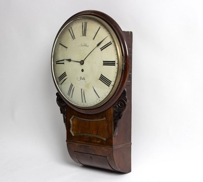 Lot 845 - A Regency mahogany cased drop dial clock, the...