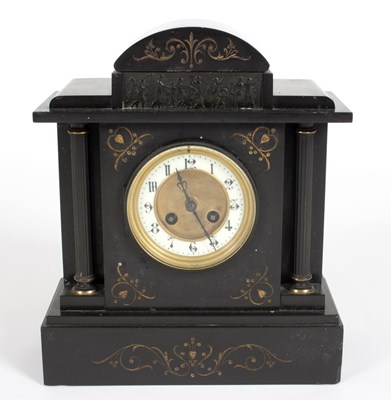 Lot 846 - A Belgian black slate mantel clock in...