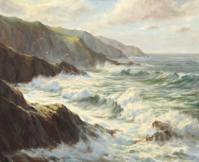 Lot 998 - Newlyn School/Waves on a Rocky...