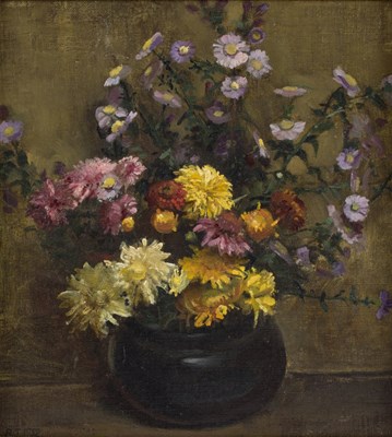 Lot 1012 - B J 1932/Bowl of Autumn Flowers/oil on board,...