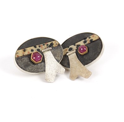 Lot 6 - Barbara Christie, a pair of ruby, slate and...