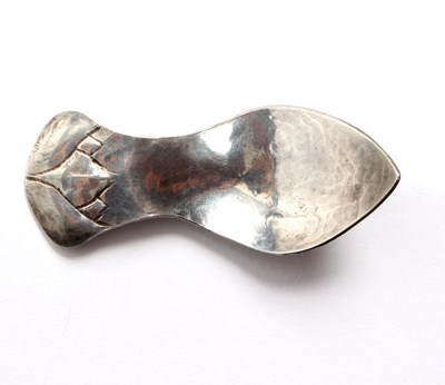 Lot 42 - An Arts & Crafts silver caddy spoon, Enid...