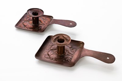 Lot 51 - A pair of Newlyn style Arts & Crafts copper...