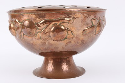 Lot 53 - A Newlyn Arts & Crafts copper rosebowl, the...