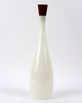 Lot 102 - Kastrup, an opaque white glass vase with wood...