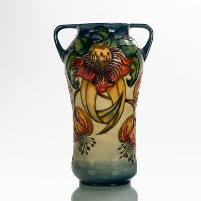 Lot 146 - Moorcroft, an Anna Lily pattern twin-handled...