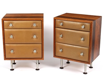 Lot 470 - A pair of rosewood bedside cabinets, each...