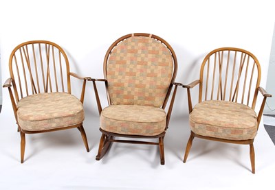 Lot 471 - A pair of Ercol spindle back armchairs and an...