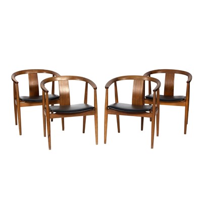 Lot 504 - A set of four Scandinavian teak chairs, in the...