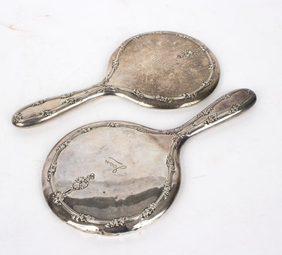 Lot 35 - A pair of silver backed hand mirrors, Chester...