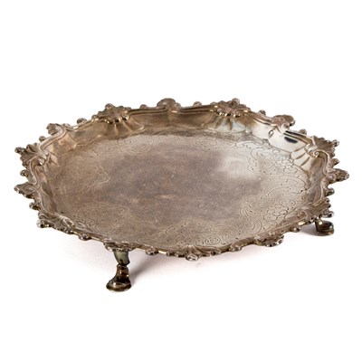 Lot 36 - A George II silver waiter, James Mitchell,...