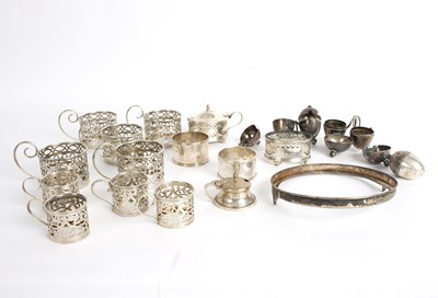 Lot 50 - Five pierced silver cup holders, Walker & Hall,...