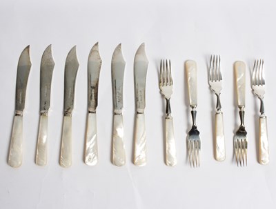 Lot 59 - Six silver fish knives and five forks, D & A,...