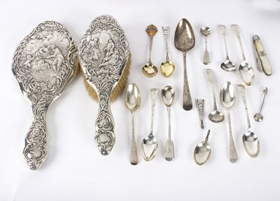Lot 62 - A silver backed hand mirror and brush, Chester...