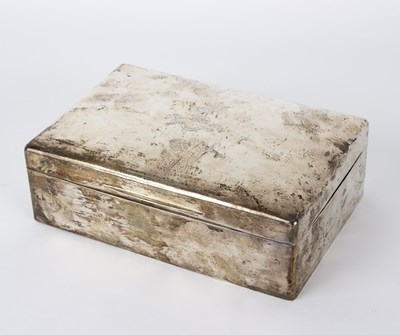 Lot 87 - A silver cigar box, marks rubbed, crest to...
