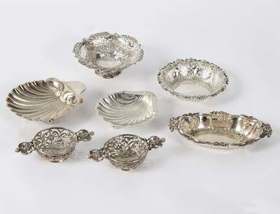 Lot 92 - Seven small silver dishes, including two...
