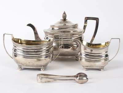 Lot 99 - A George III silver three-piece tea set,...