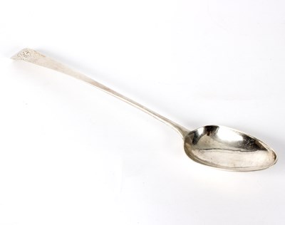 Lot 101 - A George III provincial silver basting spoon,...