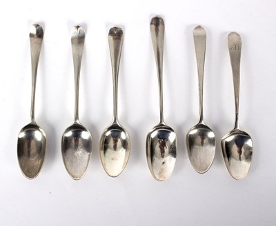 Lot 112 - A pair of silver picture back teaspoons,...