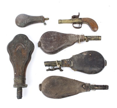 Lot 125 - A pocket pistol with octagonal brass barrel,...