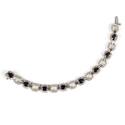 Lot 172 - A sapphire and diamond bracelet, set with...