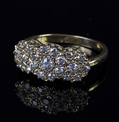 Lot 177 - A diamond dress ring, the triple-cluster...