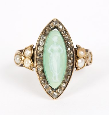 Lot 212 - A cameo and diamond ring set in 18ct gold, the...