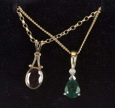 Lot 231 - An oval single stone pendant on a 9ct chain...