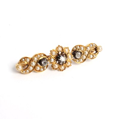 Lot 248 - A late Victorian split pearl and diamond bar...