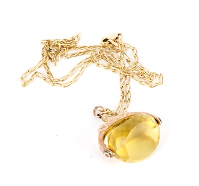 Lot 260 - A citrine swivel seal, the 9ct gold mount...