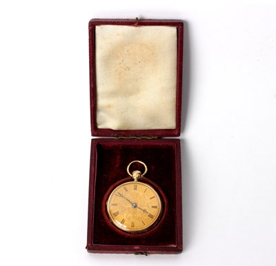 Lot 272 - A gold cased open faced pocket watch, the gilt...