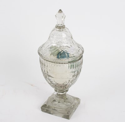 Lot 294 - A cut glass bonbonniere and cover, of vase...