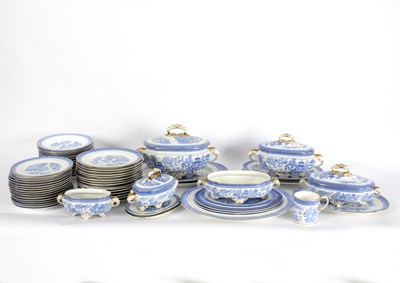 Lot 307 - A Royal Worcester blue and white willow...