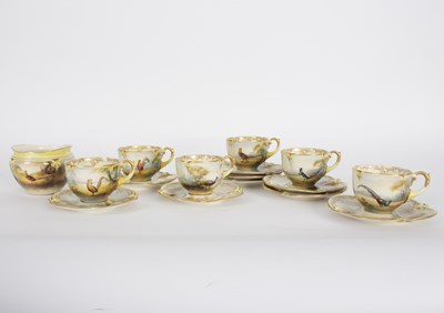 Lot 308 - Six Royal Worcester Hadley Ware coffee cups,...