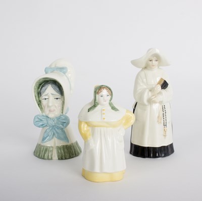 Lot 309 - Three Royal Worcester candle snuffers, an Old...