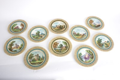 Lot 311 - Ten Brown Westhead Moore & Co. plates, hand...