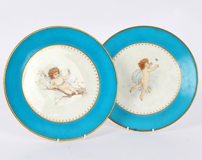 Lot 332 - A pair of Minton plates decorated fairies...