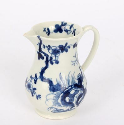 Lot 337 - A Worcester blue and white milk jug, Prunus...