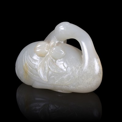 Lot 360 - A pale celadon jade heron, 18th Century,...