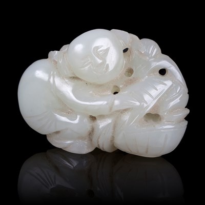 Lot 367 - A pale celadon jade carving of a boy with a...