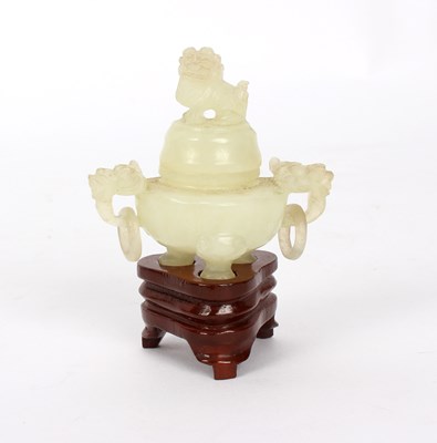 Lot 379 - A jade koro and cover with dog of Fo finial...