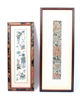 Lot 382 - Two Chinese embroidered panels, one with all...