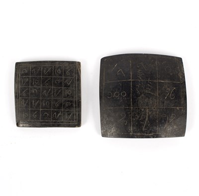 Lot 412 - Two Burmese square plaques, each with engraved...