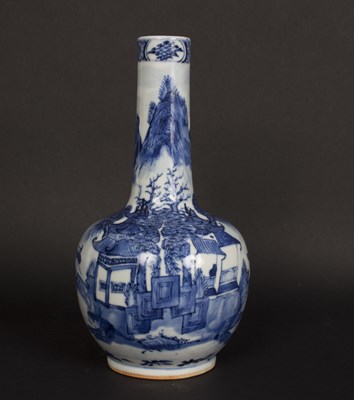 Lot 427 - A Chinese blue and white bottle vase, painted...